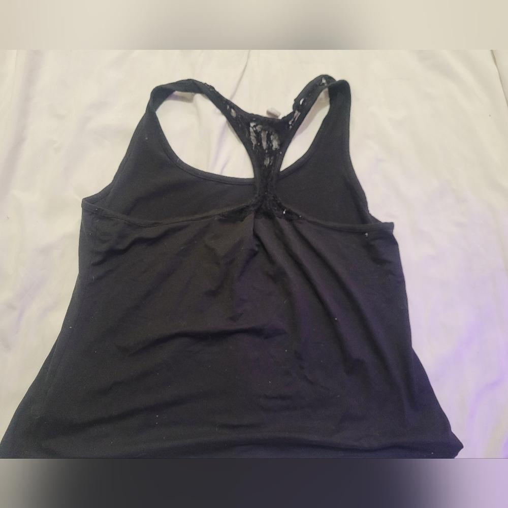 Black Racerback Graphic Tank Top with Pink Script - Picture 3 of 3